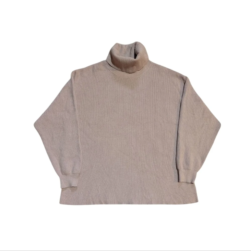 Free People Sweater Pink Mauve Oversized Turtleneck Ribbed Boho Size Large